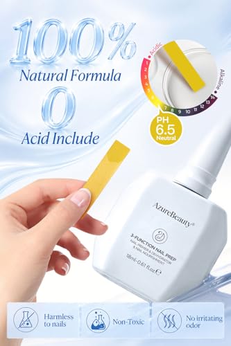 Image of AZUREBEAUTY 18ml Nail Dehydrator and Primer Base Coat, 3-in-One Nourishing Nail Prep Acid-Free & Hema-Free Dehydrate Bond Fast Drying for Gel Polish Acrylic Powder