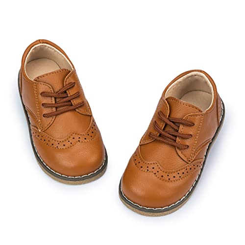 KIDSUN Toddler Boy’s Girl’s Dress Shoes Comfort Lace-Up Oxford School Uniform Shoes Loafer Flats (Toddler/Little Kid) E-Black
