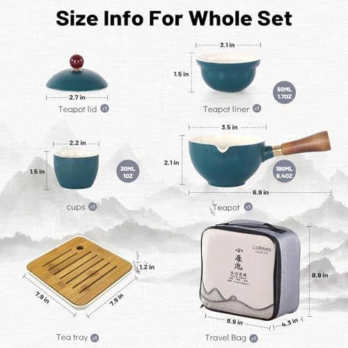 LURRIER Portable Gongfu Tea Set with 360° Rotation