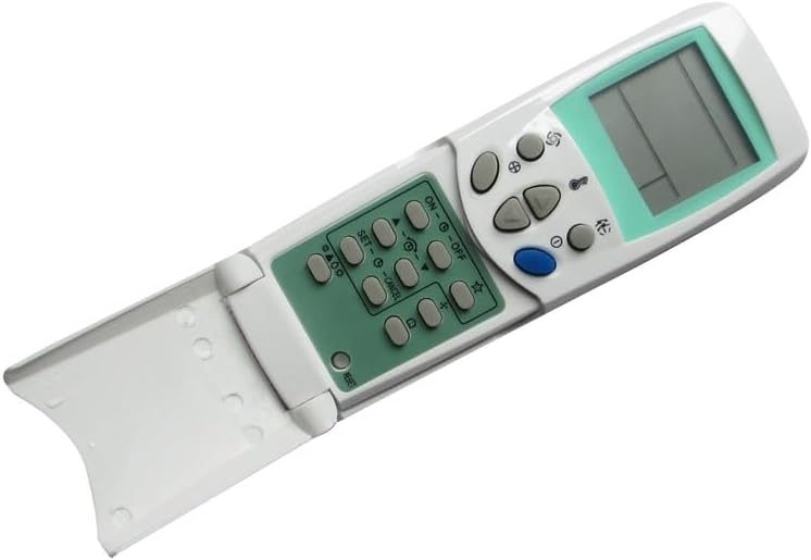 Front view of the Haroar remote control with the sliding cover open, revealing additional buttons for advanced functions.
