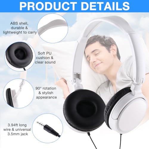 Image of Yunsailing 18 Pack Classroom Headphones Bulk, Wired Headphones,White