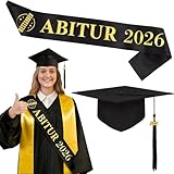 COMOOKA Abi 2026 Deko Schwarz - Abitur 2026 Schärpe mit Absolventenhut - Abitur 2026 Geschenke - Abi Dekoration & Fotoaccessoires für Abschlussfeiern & Prüfungserfolge