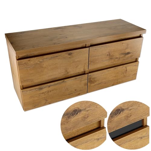 paplinskimoebel Armoire suspendue avec tiroirs 120 x 51,5 x 39 cm, double lavabo, armoire de salle de bain d'invités, armoire de salle de bain