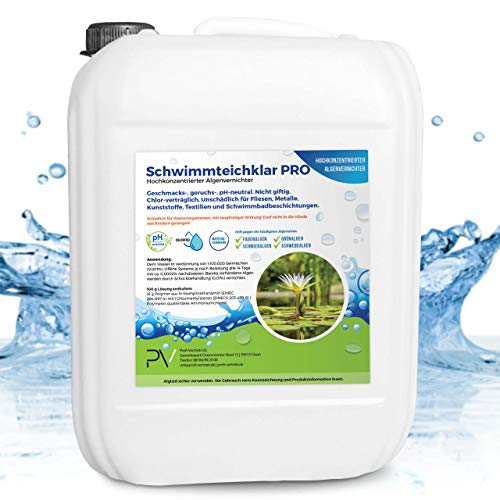 Profi-Vertrieb UG Schwimmteichklar PRO zuverlässiger Teichreiniger & Algenentferner I Wasserklärer Langanhaltend Pflanzenverträglich Chlorfrei I 10L hochkonzentrierter Algen-Killer Teich & Pool