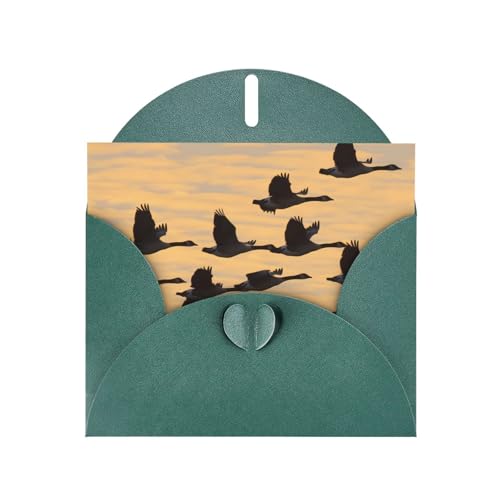 WHJYYXDE Tarjeta de felicitación de papel perlado verde oscuro de 4 x 6 pulgadas, adecuada para tarjetas de cumpleaños, invitaciones de fiesta, gansos de otoño volando al sur