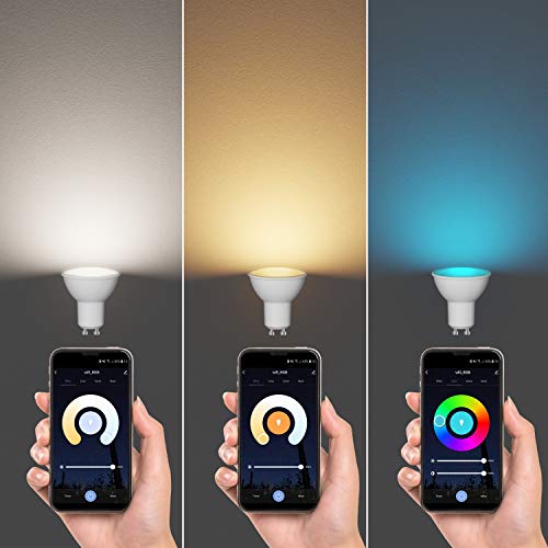 ledscom.de 10 GU10 LED RGB Bulbs, PAR16, Warm White - Cool White (2900-6200 K), 5.5 W, 473lm, 103°, Smart Home, WLAN, Alexa, matt - Image 3