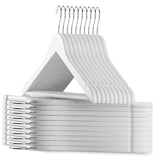 White Wooden Hangers W/Solid Wooden bar (20) Amazon.in Home & Kitchen