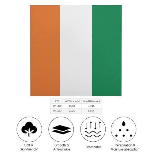 Calculay Flag of Cote D'Ivoire Headband Shawl Wristband Decorative Hair Accessories Scarf Suitable for Events/Birthday/Wedding/Party Gifts 25"x25"2