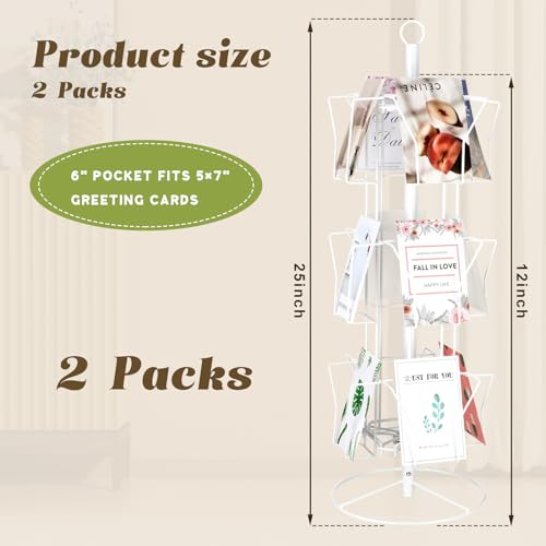 image for Gisafai 2 Pcs Rotating Countertop Greeting Card Rack White 25'' H x 12