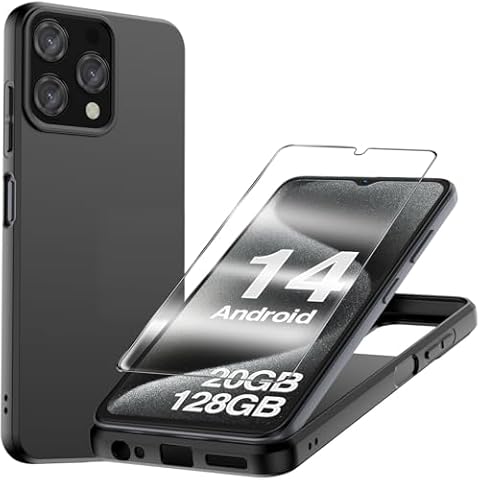 YJROP for Doogee N55 / N55 Pro / N55 Plus Case with Tempered Glass Screen Protector Slim Full-Body Silicone Bumpers Anti-Scratch Shockproof Protective Phone Case Cover - (Black) Cover