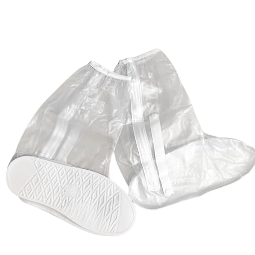 Polaina Bota Galocha 100% Impermeável De Chuva Para Moto Motoqueiro Solado Meia Sola (Branco/Transpa