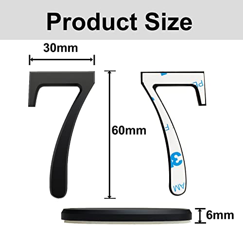 Ywonoby 3D Mailbox Numbers 2.4 Inch(6 cm) Self Adhesive House Numbers Stickers for Door Numbers, Address Numbers, Black(7)