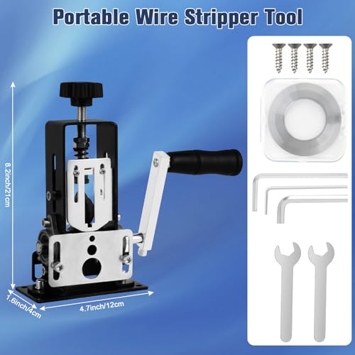 Wayona Manual Wire Stripper Machine Gauge Wire 0.04-1 inches, Cable Wire Stripping Machine for Drill Powered or Hand Crank Electric Wire Stripper Tool for Scrap Copper Recycling (with 1 Spare Blade) - Thumbnail 2
