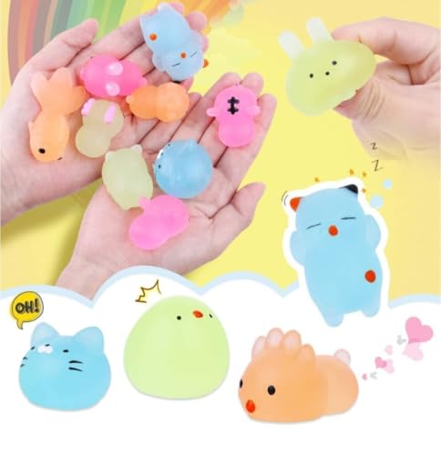 Image of Glow in The Dark Mini Squishy Animal Toys, Kawaii Stress Relief Mochi Squishies,, (20 Pieces)