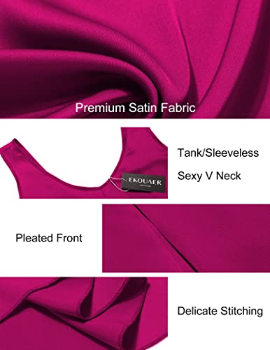 Ekouaer Plus Size Nightgown Cute Nightie Satin Sleeveless Chemise Nightdress Bridal Babydoll For Women (Rose,Xxl) #TOP3