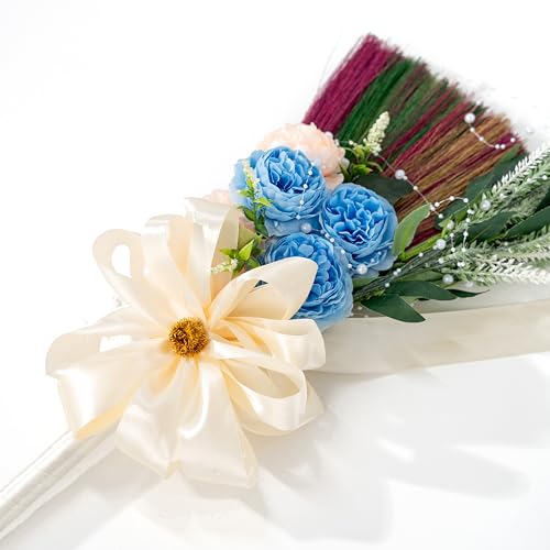 TTS For Home - Elegant Wedding Brooms Bride Bridegroom, Jumping The Broom for Wedding, Natural Whisk Broom with Ribbons, Artificial Pearl, Leaves,Roses for Decorative by TTS For Home - Used condition - Image 5