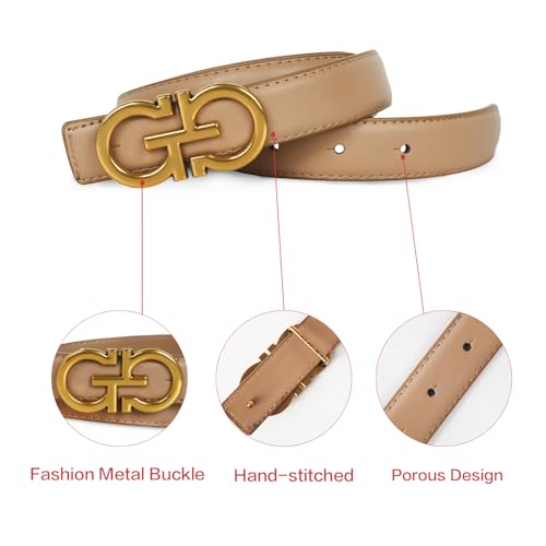Image of Aurolran Women's Leather Belt with Buckle - Ideal for Dresses, Jeans, and Coats