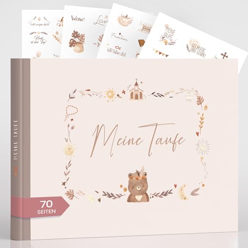 Taufgeschenk für Jungen Mädchen Taufbuch Erinnerungsalbum Meine Taufe Patenkind Geschenk zur Taufe Gästebuch mit Vorlagen hochwertiges Taufalbum mit Sticker schönes Geschenk von Patentante Patenonkel