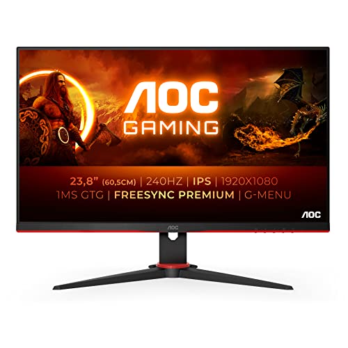 AOC Gaming 24G2ZE - 23.8 Inch FHD Monitor, 240 Hz, 0.5ms, IPS, AMD FreeSync Premium, Low input lag, Game Modes (1920x1080 @ 240 Hz 350cd/m² HDMI / DP), black