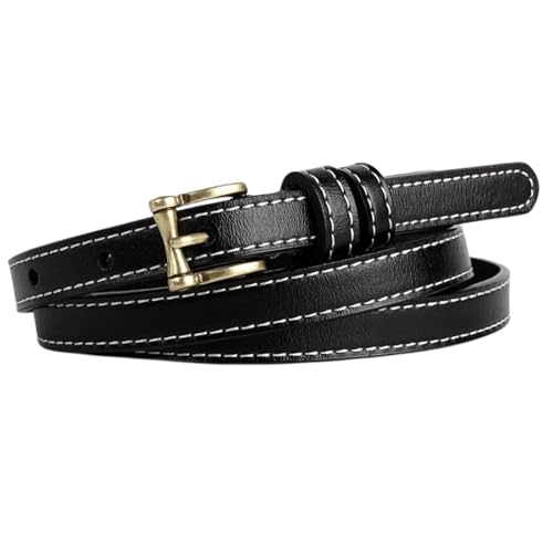 Belts for women, Waist Belt Women's Waist Belts Pure Cowhide Belts Alloy Buckle Dress Thin Belt Adjustable Fashion Simple Belt(Black,115 cm)