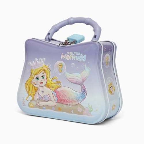 Image of Sajani Cute Cartoon Creative Portable Piggy Bank, Money Saving Box with Combination Lock, Mini Coin Bank Gifts for Boys and Girls, Best Return Gifts for Kids (Pack of 1) (Mermaid - Purple)