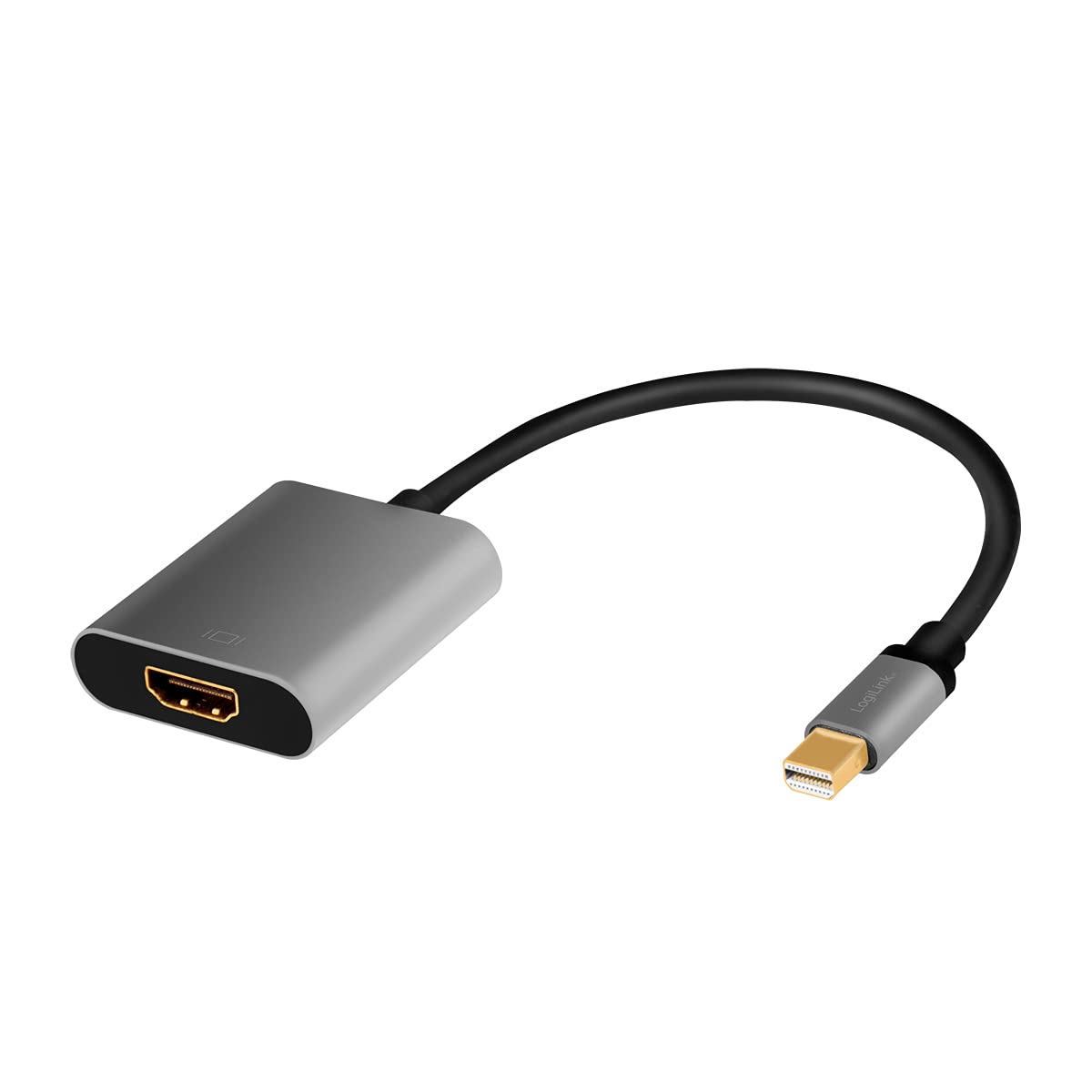 LogiLink CDA0110 - Cable adaptador DisplayPort miniDisplayPort 4K/60 Hz, aluminio, negro/gris, 0,15 m