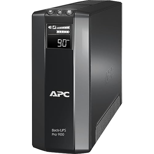 APC by Schneider Electric Back UPS PRO USV 900VA Leistung - BR900G-GR - inkl. 150.000 Euro Geräteschutzversicherung (5-Schuko Ausgänge, Stromsparfunktion, Multifunktionsdisplay)