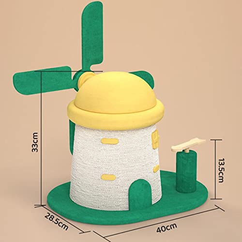 Rascador para gato torre con cuerda de sisal y juguete miniatura 3