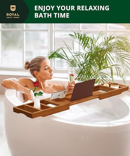 ROYAL CRAFT WOOD Badewannenablage aus Bambus, inkl. Seifenhalter, Braun