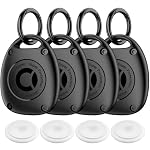 (4 Pack) for AirTag Keychain Holder Case | IPX8 Waterproof, Ultra-Compact | Portable for Air Tag Holder Cover for Backpack, Keys, Luggage - Black