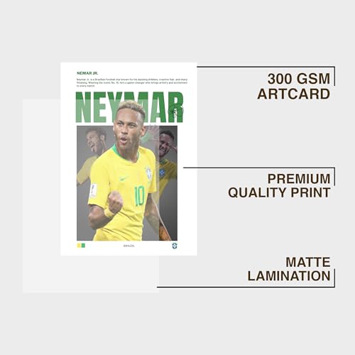 Image of CodersParadise Neymer JR Brazil Football Poster Frame | Premium A4 Framed Wall Art for Bedroom, Office & Gaming Setup | Iconic No.10 Soccer Tribute Decor for Fans & Collectors