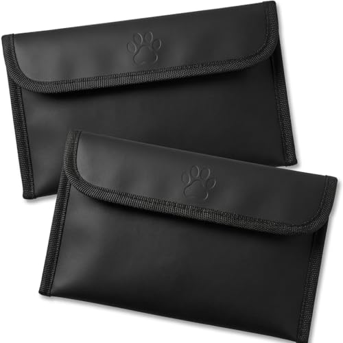 2 Pièces Sac Ignifuge 20x12cm Pochette Document Anti-feu Étanche Noir, Petit Porte Document Sécurisé avec Fermeture Éclair pour Passeport Argent Bijoux, Rangement Protection Maison Voyage Bureau
