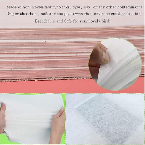 Image of QBLEEV Bird Cage Liner Paper, Extra Large Size Pre Cut Sheets for Birdcages, Precut Absorbent Disposable Non-Woven Cages Cushion Pad Mat Accessories, Square-200 Sheets, 16.5x24.0in