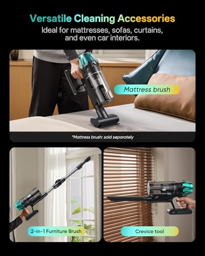 Vexilar V15Max Cordless Vacuum Cleaner with Mopping, 65Kpa Powerful Suction, 60Mins Runtime, Flexible Tube, GreenEye Tech, Wall Mount Charging, Anti-Tangle Stick Vacuum for Pet Hair, Carpets