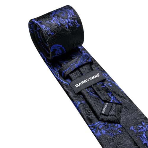 Image of Barry.Wang Paisley Tie Sets Hanky Cuff Links Flower Neckties Fashion