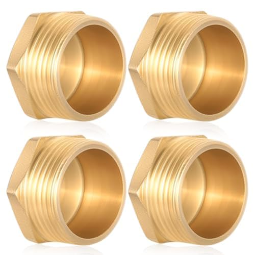 LatoYard - LatoYard Lot de 4 bouchons d'obturation en laiton avec filetage mâle de 26 mm, pour tuyau G34 durable pour la prévention des fuites, design hexagonal pour une installation facile