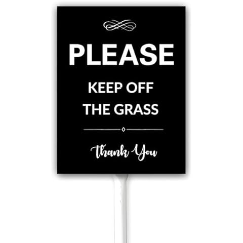Black Yard Signs Please Keep Off The Grass Lawn Signs for Dogs Pets Aluminum Signs for Home with Stake, Metal Lawn Sign Rust Free Modern Garden Decor 17X22CM Cover