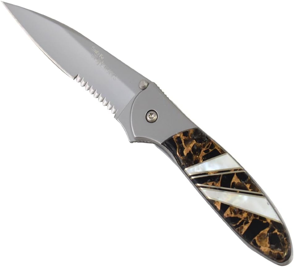 Kershaw Leek Folding Pocket Knife with Artisan-Crafted Obsidian Stone Blend Handle, Made in USA