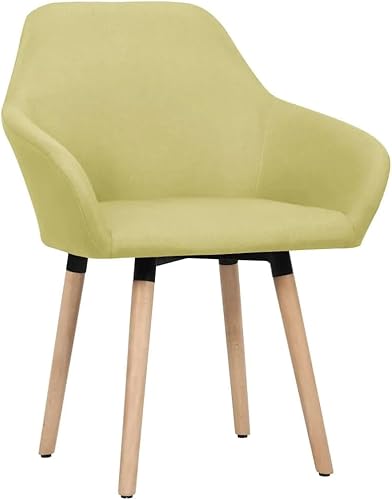 Miniatura 3 de Juego de 2 sillas de comedor de tela verde, modernas sillas de cocina ergonómicas tapizadas, patas de madera para comedor