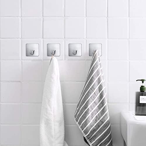 Image of Golden bird Adhesive Wall Hooks for Hanging Hold Strongly, Reusable Adhesive Hooks for Wall, Multi-Surface Damage Free Hooks for Hanging Stainless Steel Waterproof (Silver, 8)