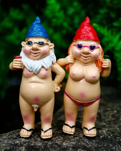 2Pcs Garden Gnomes - Rude and Playful Resin Dwarf Statues
