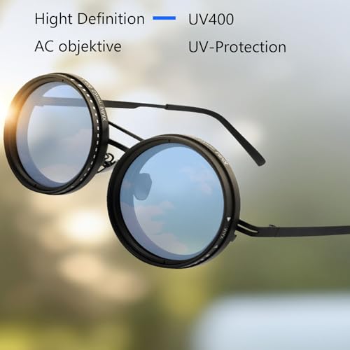 yunanwa Adjustable Tint Sunglasses for Men, 1-9 Gears Rounded Polarized Glasses with Nd Filter Lensesadjust Shade Sunglasses for Men Beach Shady Fishing Driving — view 3