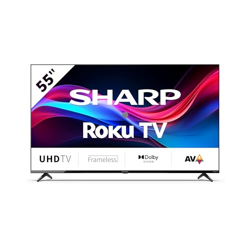 SHARP 43GJ4225E - 43 Zoll Fernseher (108 cm) 4K Ultra HD Roku TV - Gaming & Streaming LED Smart TV ohne Rahmen (HDR10, HDMI 2.1, AV1-Codec, Receiver, WLAN) - Netflix, Prime, Youtube, Disney+, Apple TV