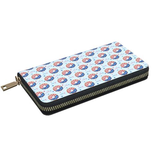 Donut with the USA Fag Wallet Women, Leather Bifold Multi Card Wallet, Women's Wallets Long Purse3