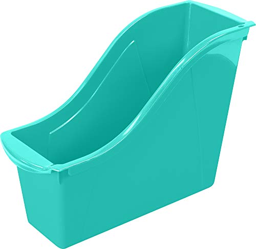 Image of Storex Small Book Bin - Interlocking Plastic Organizer for Home, Office and Classroom, Teal, 6-Pack (71114U06C)