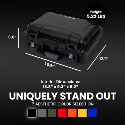 Image of NANUK 915 Hard Case with Cubed Foam - Compact Waterproof Travel Camera Hard Case with Padded Dividers, 13.8 inch x 9.3 inch x 6.2 inch - Dustproof and Impact Resistant, Airline Carry-On Approved - Black
