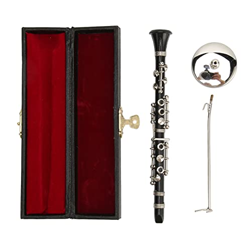 UMDHAIYI Réplique de clarinette Miniature avec support et étui, Mini instrument de musique, modèle de maison de poupée, décoration 5.12 pouces