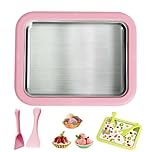 Portable Rolled Ice Cream Maker, Rolled Ices Cream Maker, Ice Creams Roller Makers, At Home Rolling Icecream Makers, With 2 Spatulas and Stainless Steel Cool Plate, For Frozen Yoghurt Gelato Soft