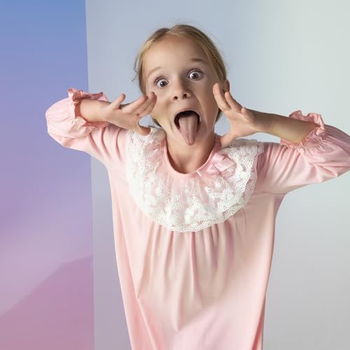 PATPAT Toddler Kid Girl Princess Nightgown Lace Ruffle Long Sleeve Sleep Dress Wear Pajamas Shirt 3-14 Years4