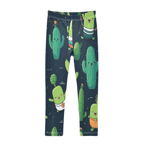 Toddler Girls Leggings Printed Yoga Pants Leggings Green Cartoon Cactus One for Kids